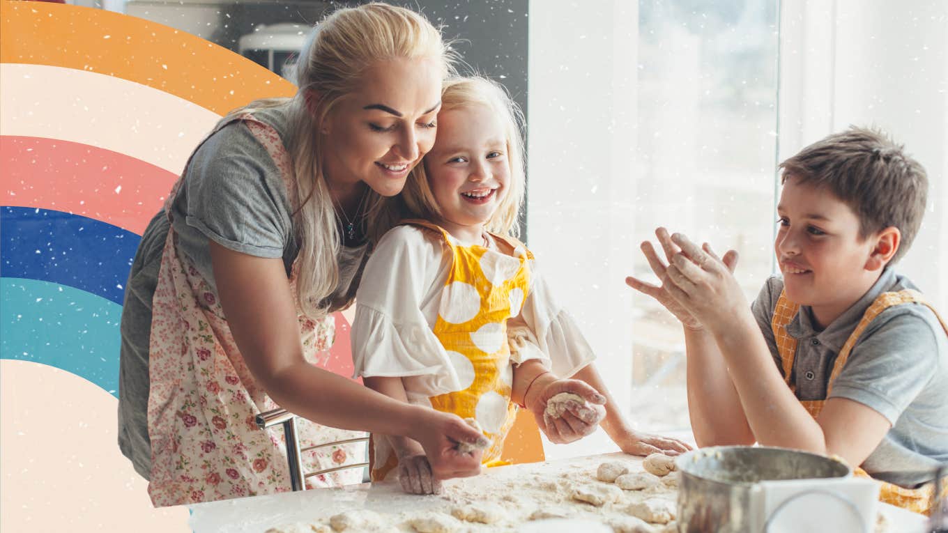 Mother teaching her children, open communication