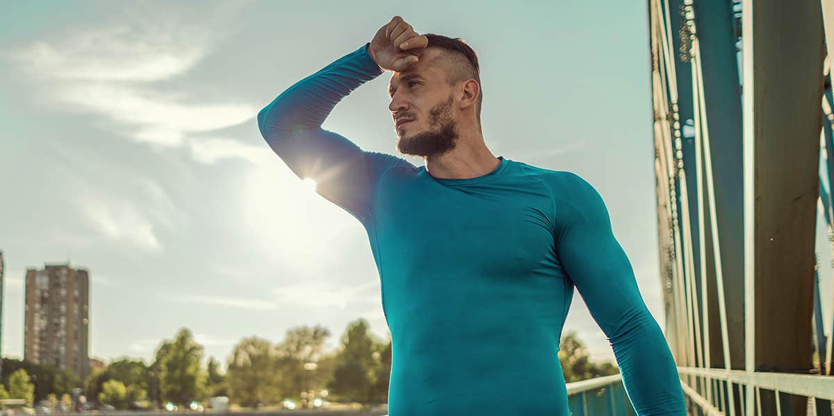 athletic muscular man working out