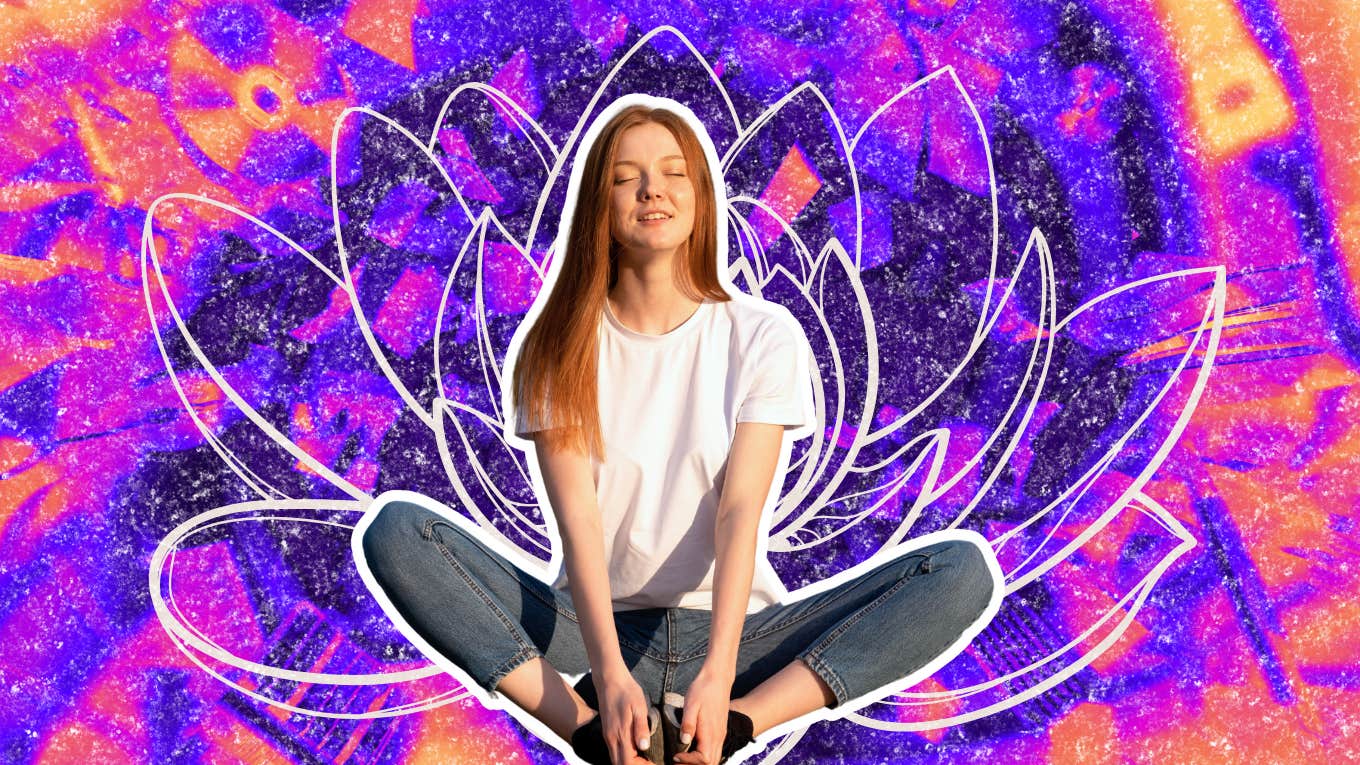 How to Survive During Crisis & Not Lose Your Mind Woman in a chaotic vortex, in meditative pose