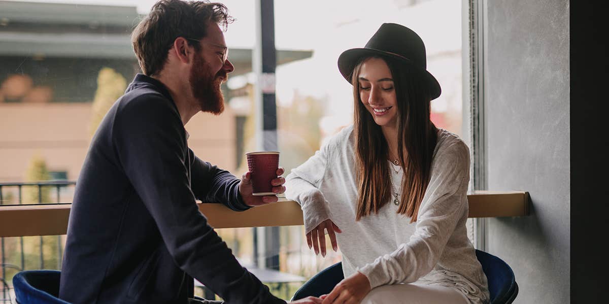 man and woman on date