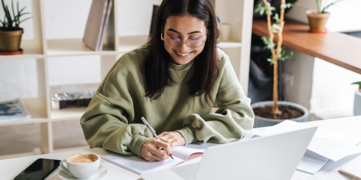 woman studying