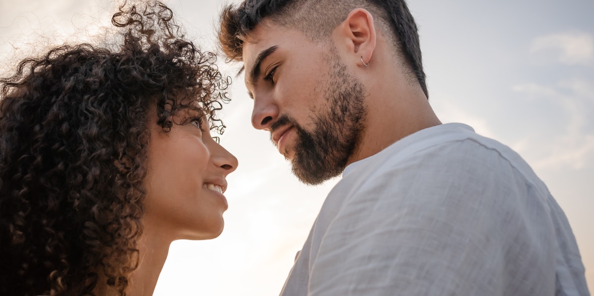 woman looking at man