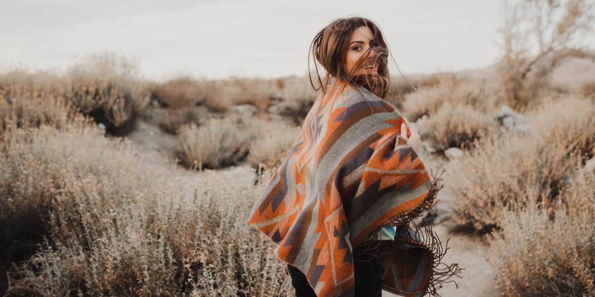 happy woman in field