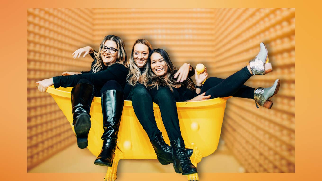 5 Ways To Love Your Life & Embrace Your Authentic Self (Without Being 'Too Much') Friends laughing in a bright yellow bathtub