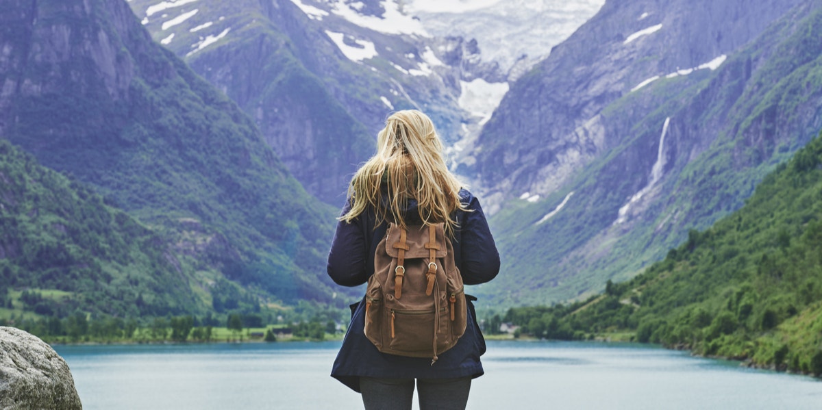 adventurous person in mountains