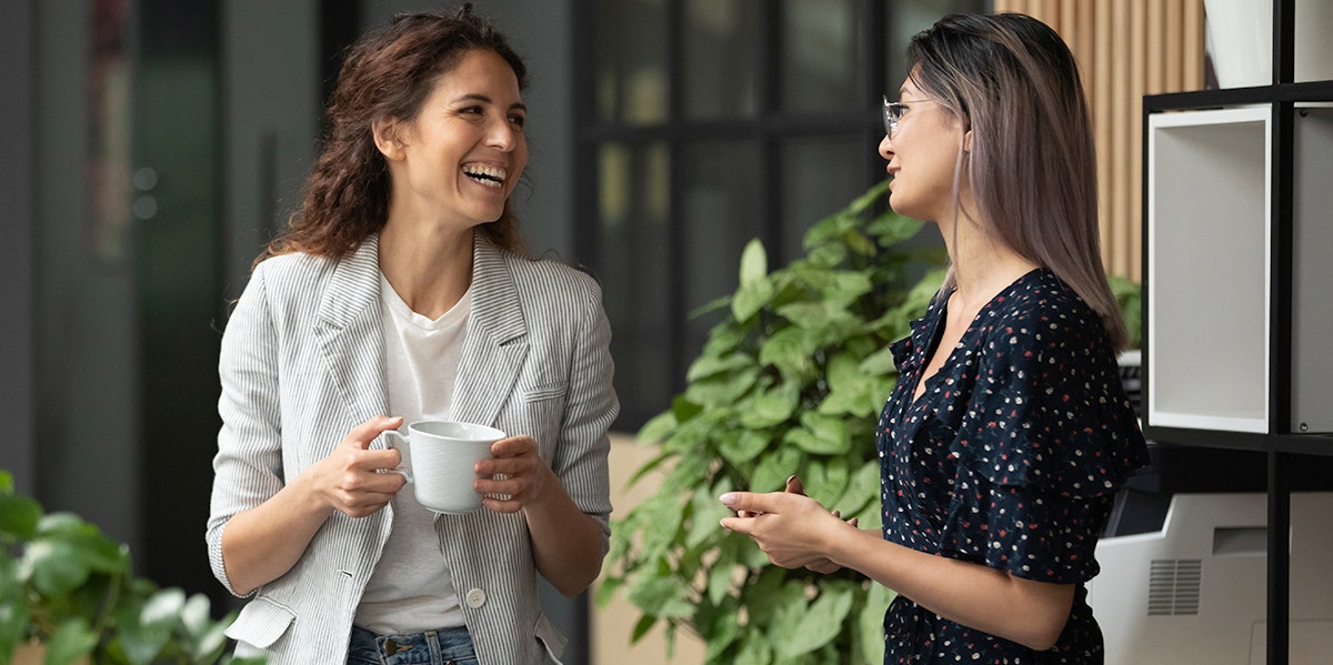 two women chatting with each other