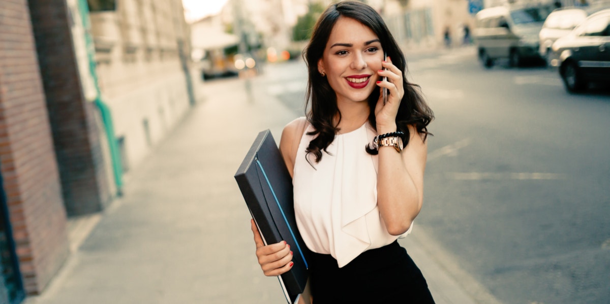 woman on work phone