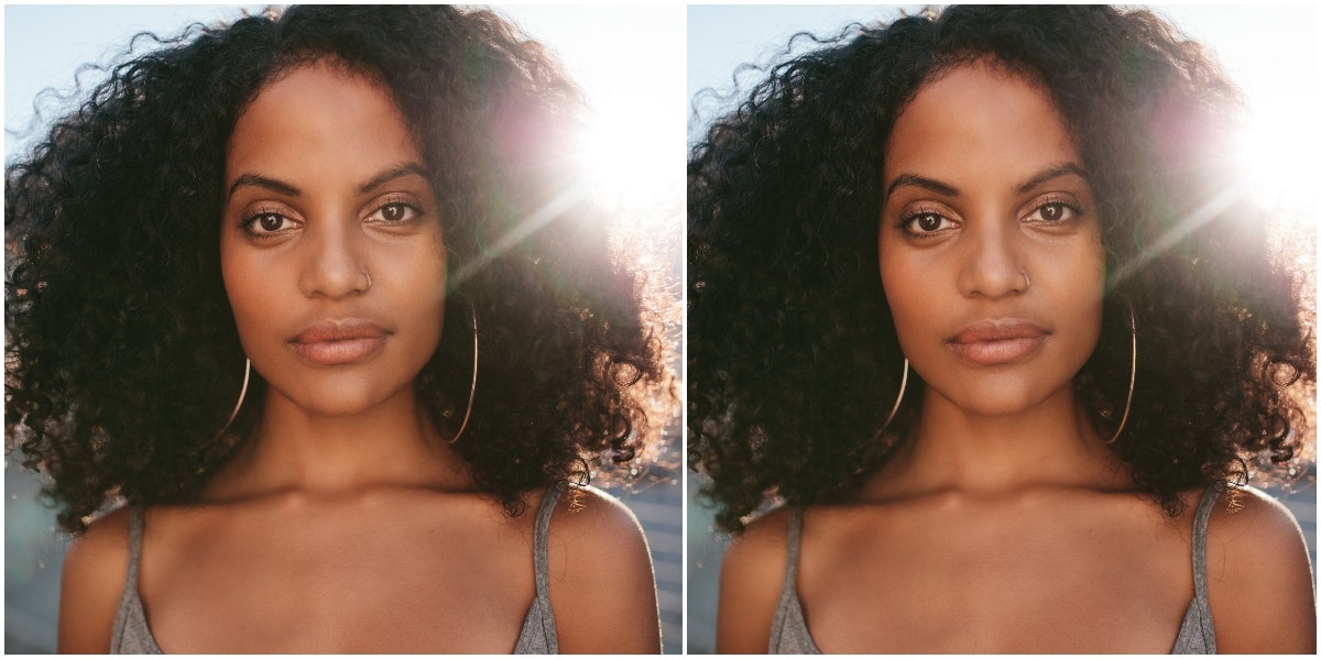 mirrored image of strong woman with the sun behind her