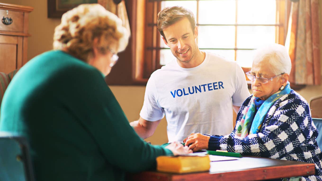 Man spending time with elder community