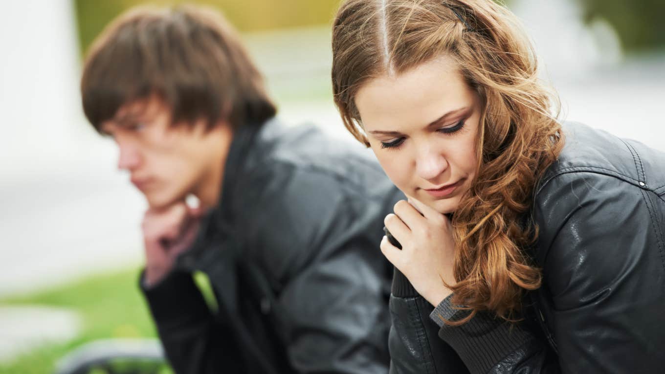 Couple looking stressed 