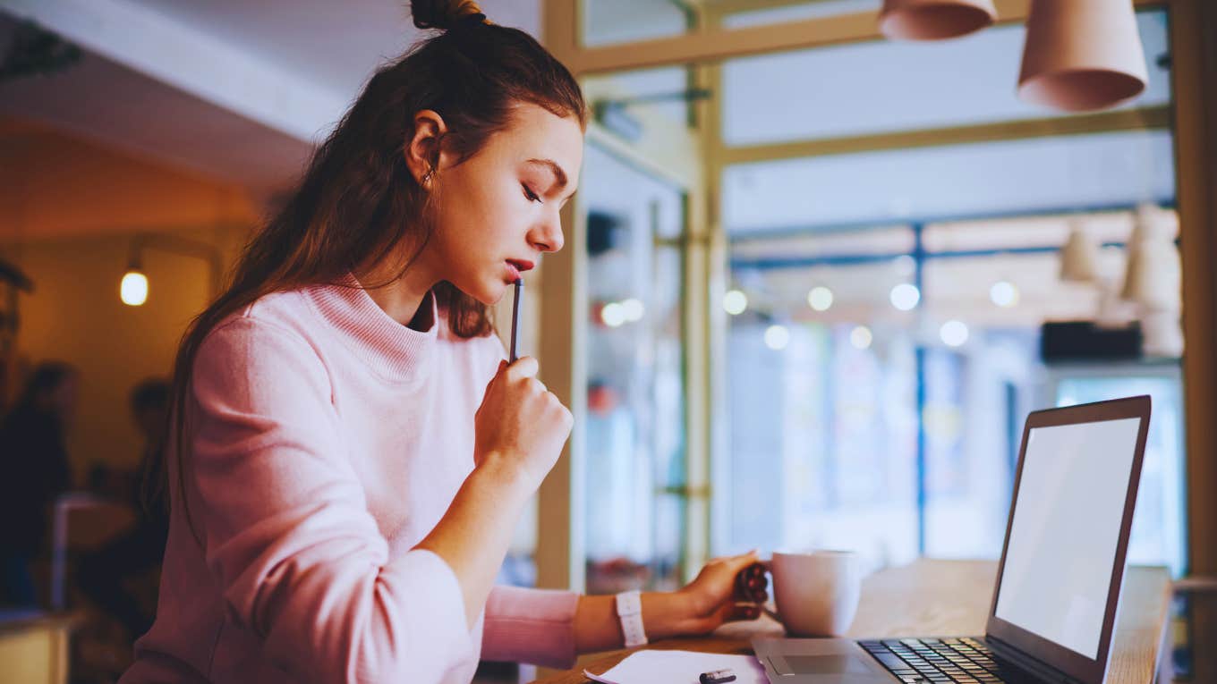 woman focused on her work