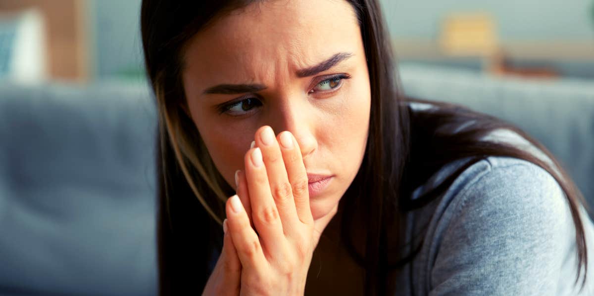 woman feeling guilty trying to forgive herself for cheating