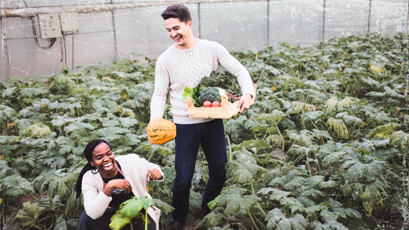 How To Get A Guy To Like You & Feel Attracted To You While Dating Flirty couple picking food in the garden