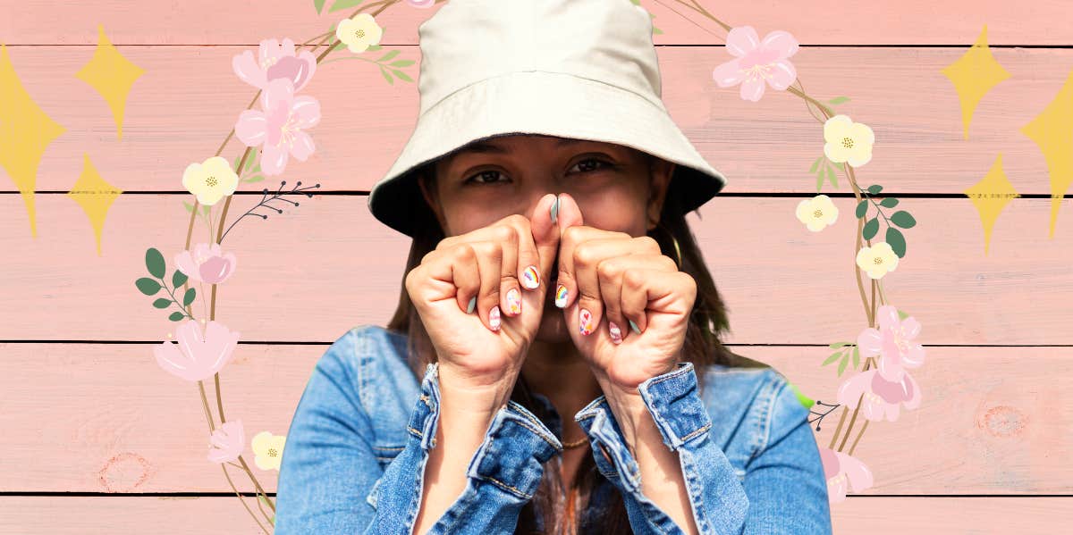 woman growing out her nails