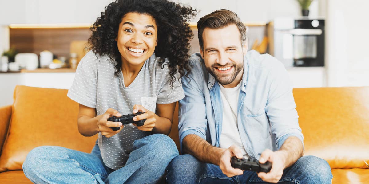 Man and woman smiling and just being friends