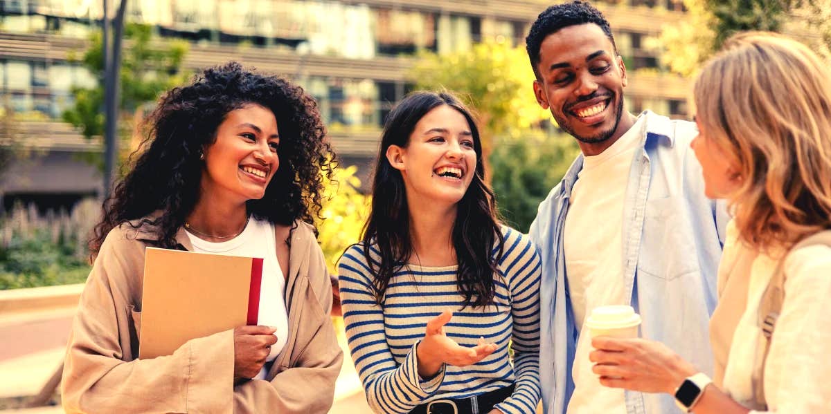 group of adults making new friends