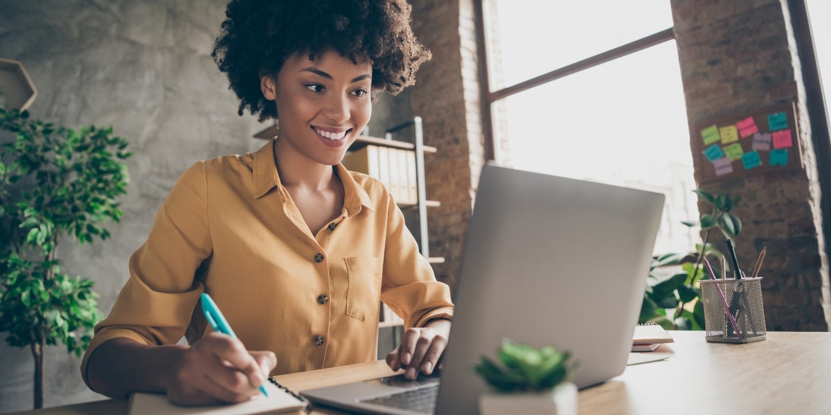 woman working on laptop