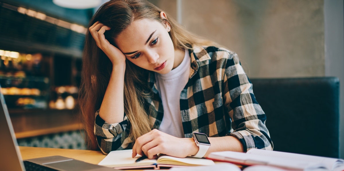 working woman looking tired