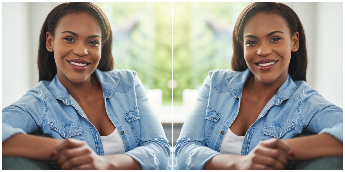 smiling woman at home