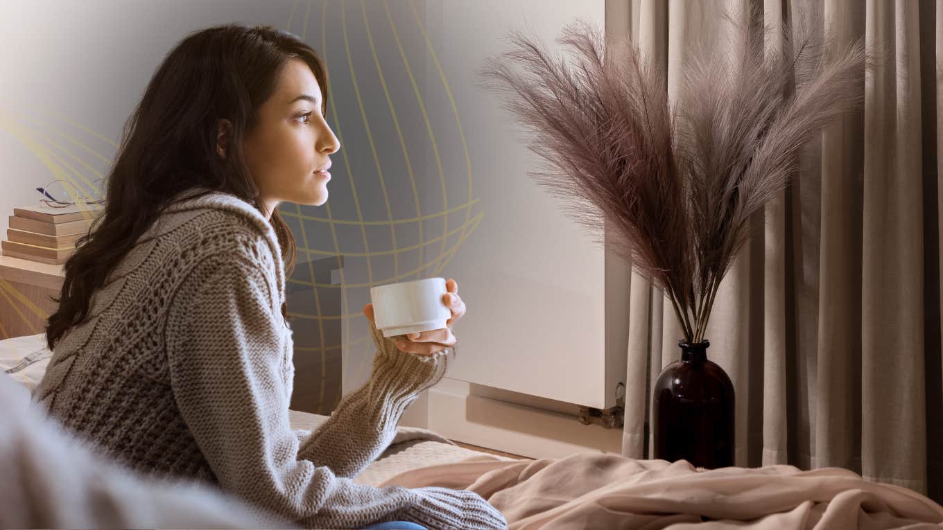 7 Simple Ways To Stop Ruminating About The Same Things (Over & Over & Over) female reflecting out window with coffee in her cup