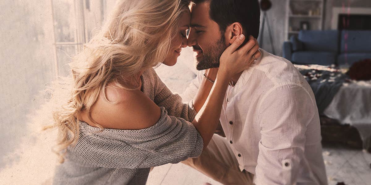 couple about to kiss
