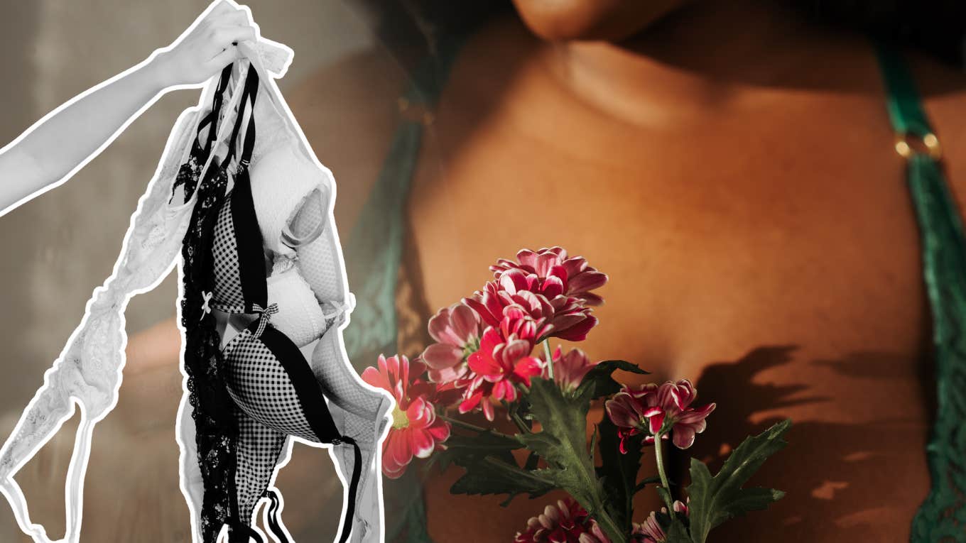 If This Is Your Bra Size, You're Probably Not Wearing The Right One woman holding a bunch of bras