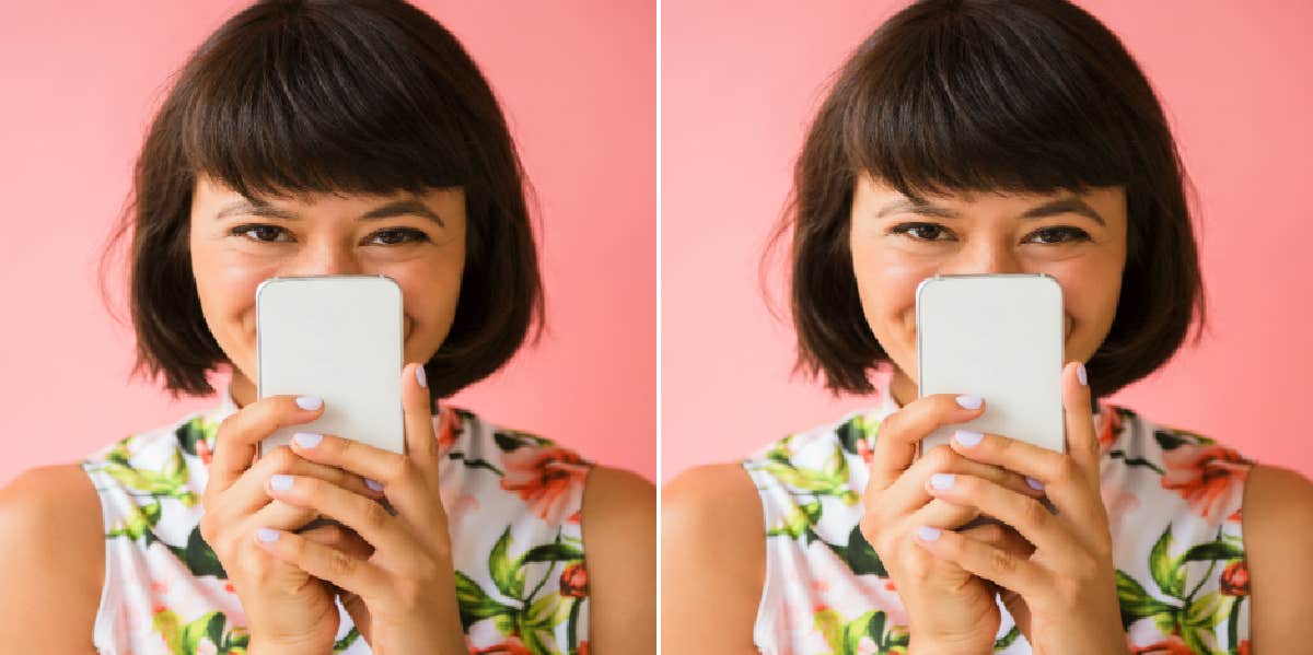 Guys' Perspective On Texting: How To Text A Guy woman looking at her phone excited to learn how to text a guy