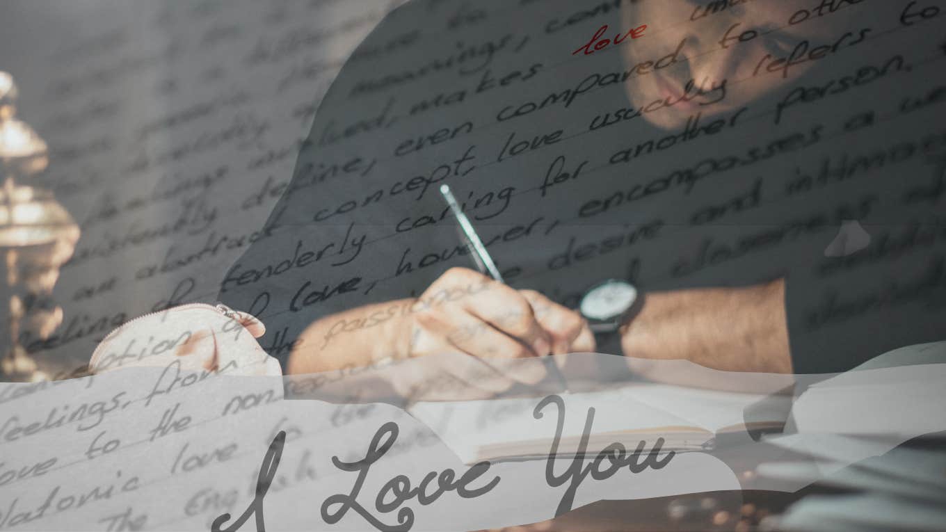 man writing a love letter