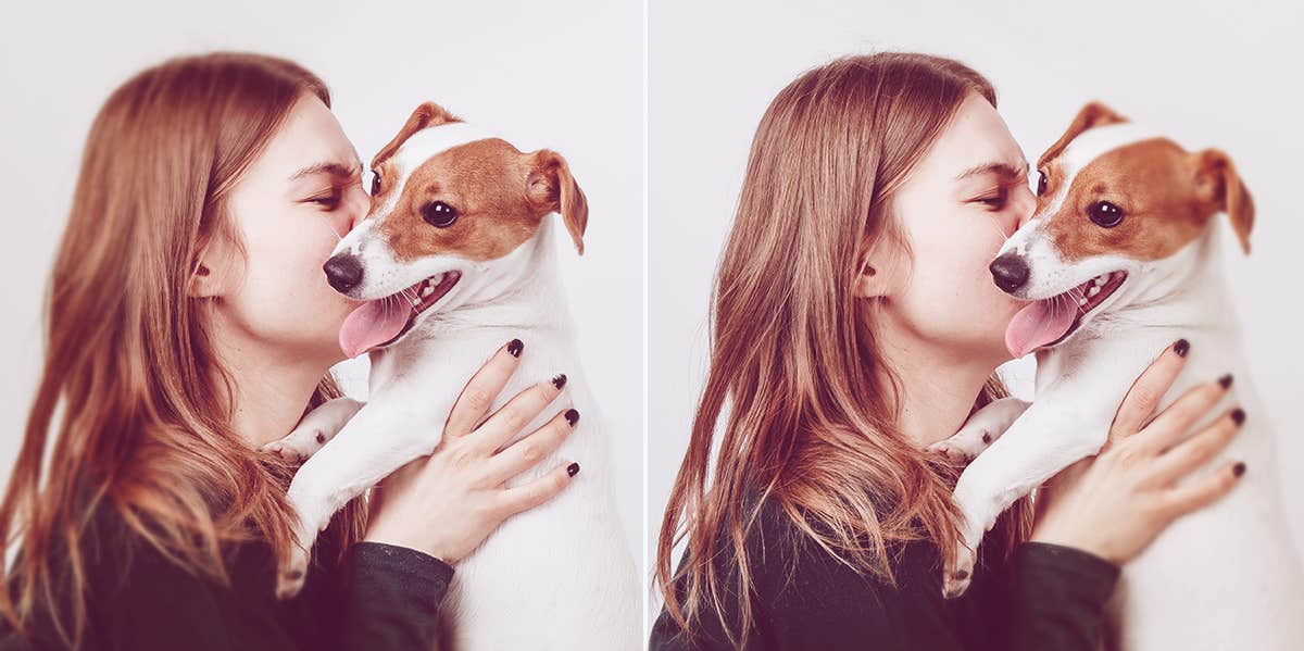 woman kissing her dog