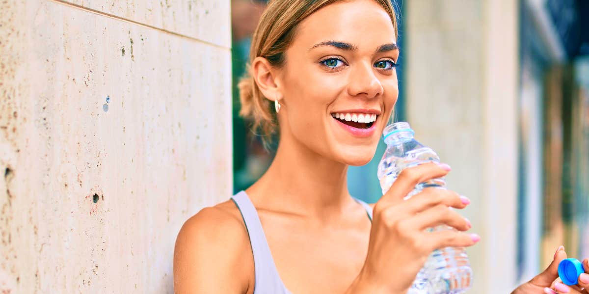 woman drinking water