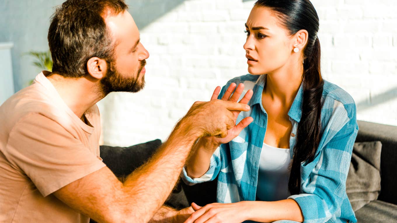 woman with moody, irritable husband