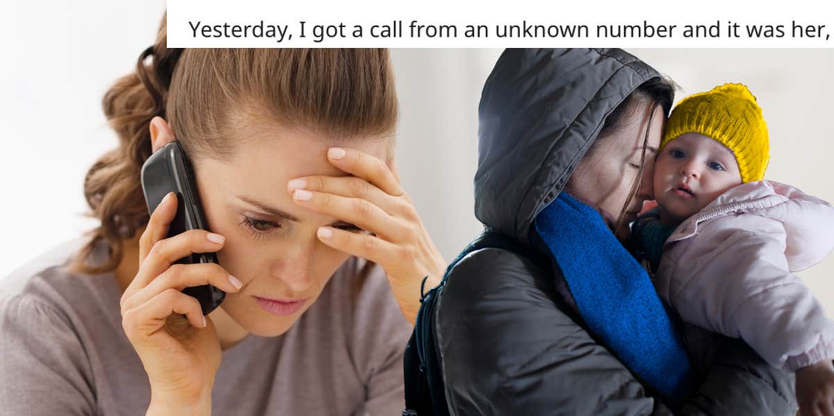 Husband Kicks Out Wife's Sister And Lies About It Woman on phone, woman with baby