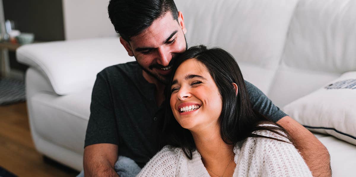 couple laughing together