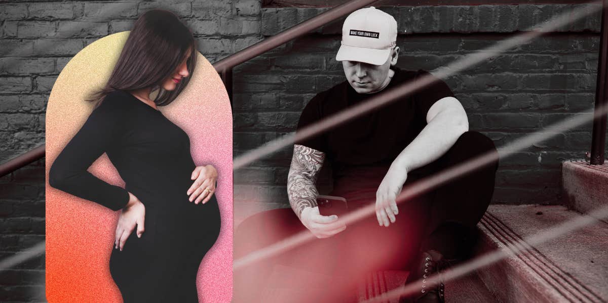 Girlfriend Finds Out Her Boyfriend Spent $10K On OnlyFans While She Was Nursing Newborn pregnant woman and man on his phone