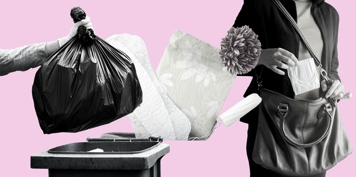 Wife Reacts After Her Husband Threw Away All Her Tampons Trash, period product
