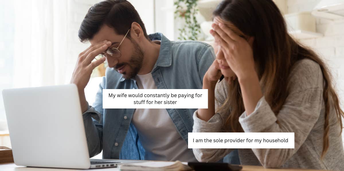 Man and woman upset by finances