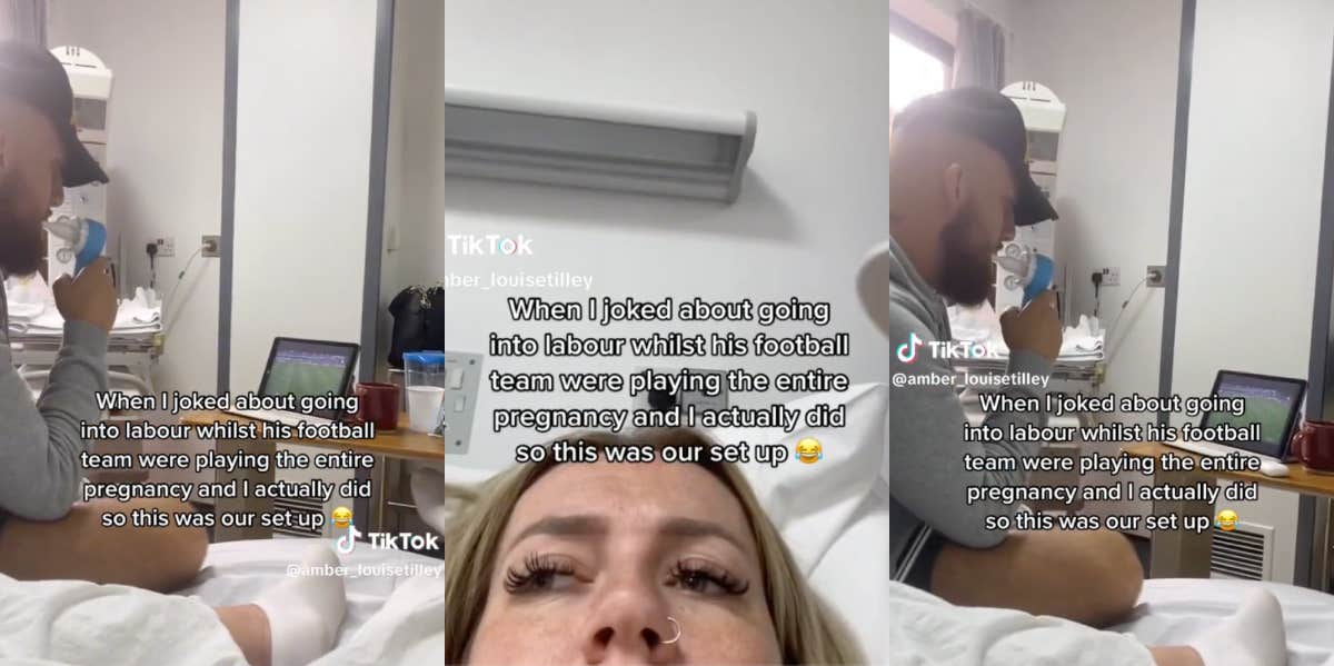 Husband Accused Of Being Unsupportive After His Wife Records Him Watching A Sports Game While She's In Labor Amber, husband watching sports game