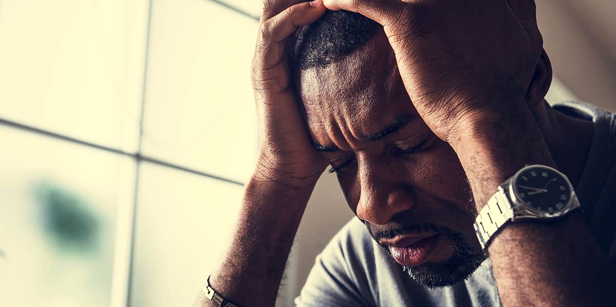 Why Most Women Are Simply Not Ready To See Men Cry guy with hands on head crying