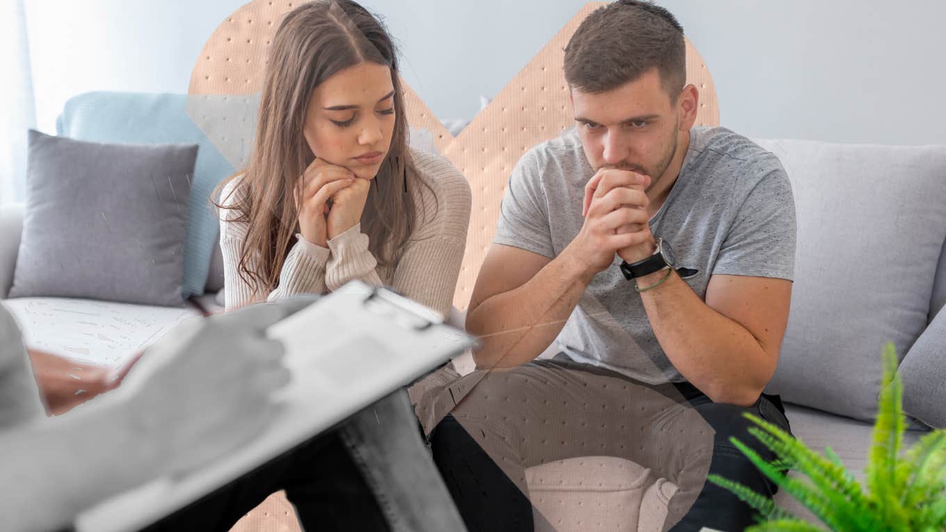 Couple in therapy with a bandaid