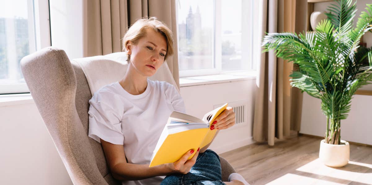 woman reading a book