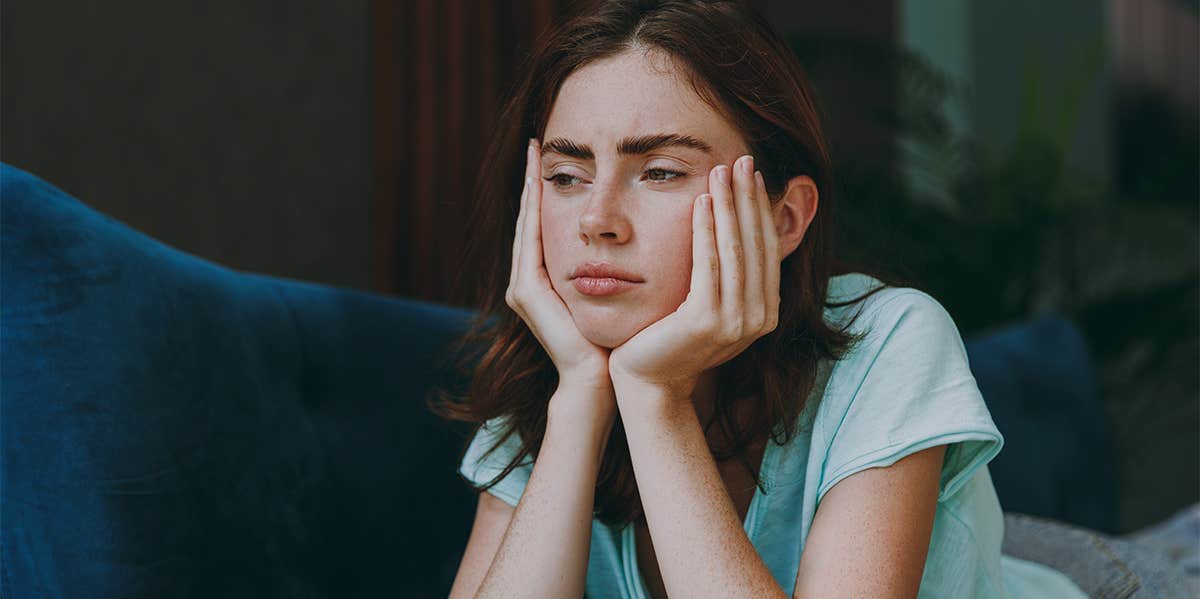 If You Always Feel "Stuck" In Life, Here's What You're Doing Wrong woman thinking deeply