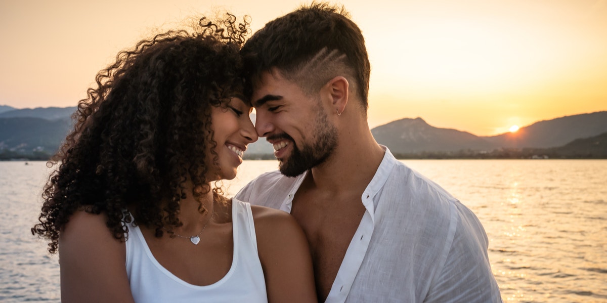 woman and man embracing