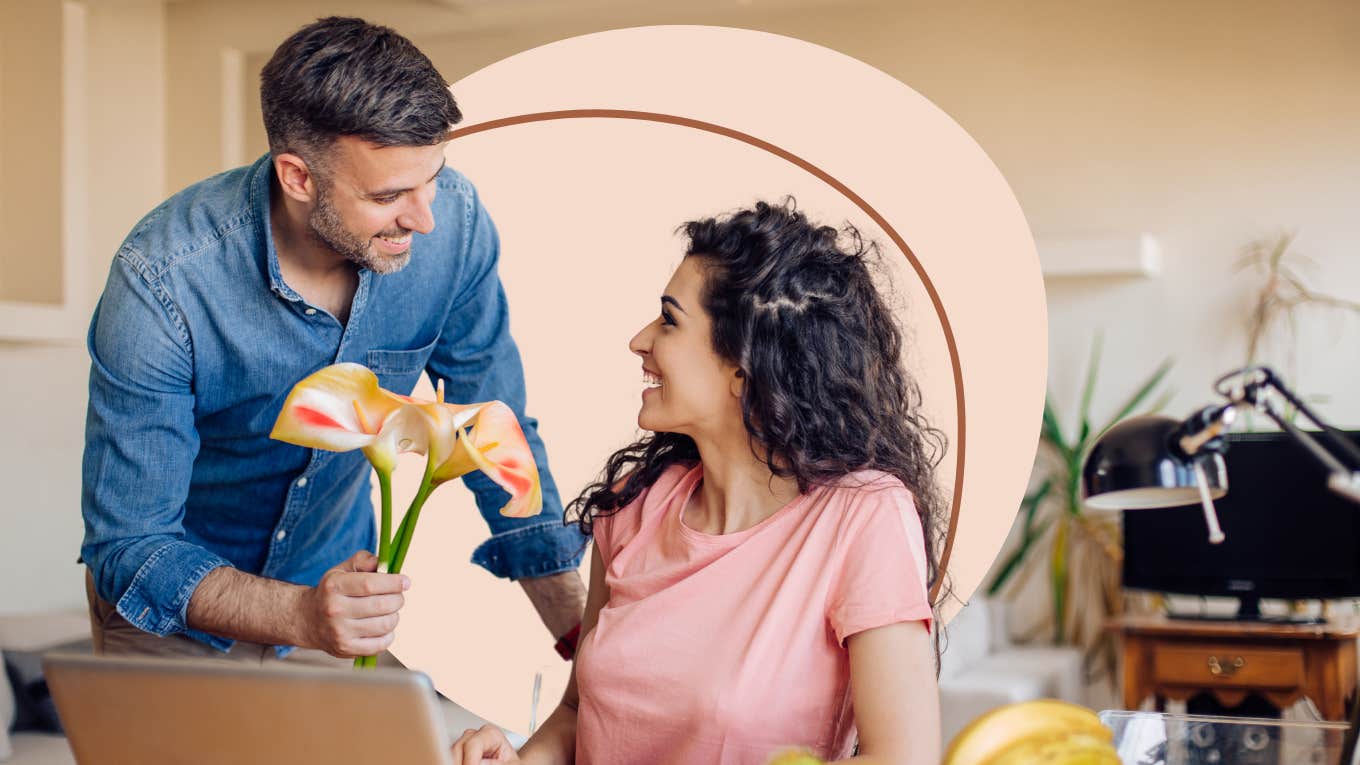 Man bringing his wife flowers on a random Tuesday