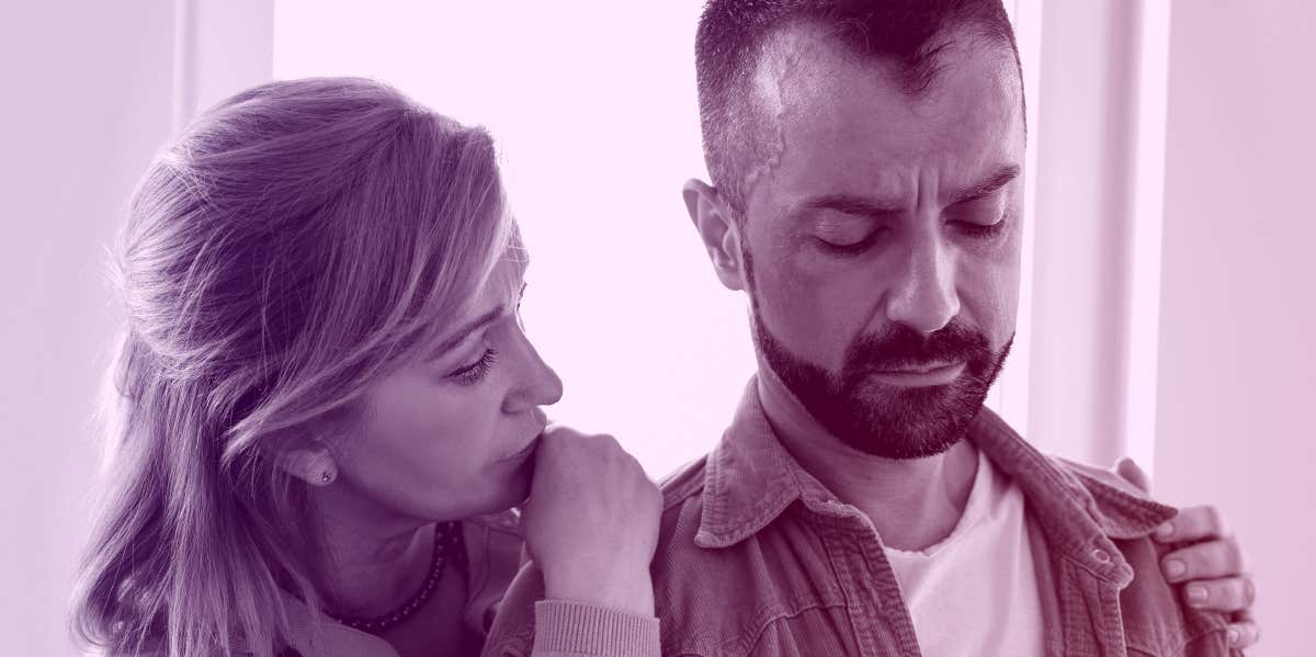 I'm Happily Married — But Divorce Is Always On My Mind woman comforting husband