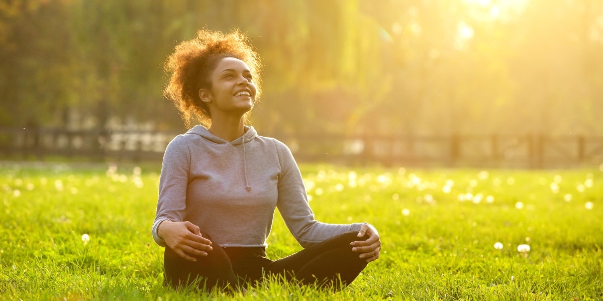 woman on the grass outside