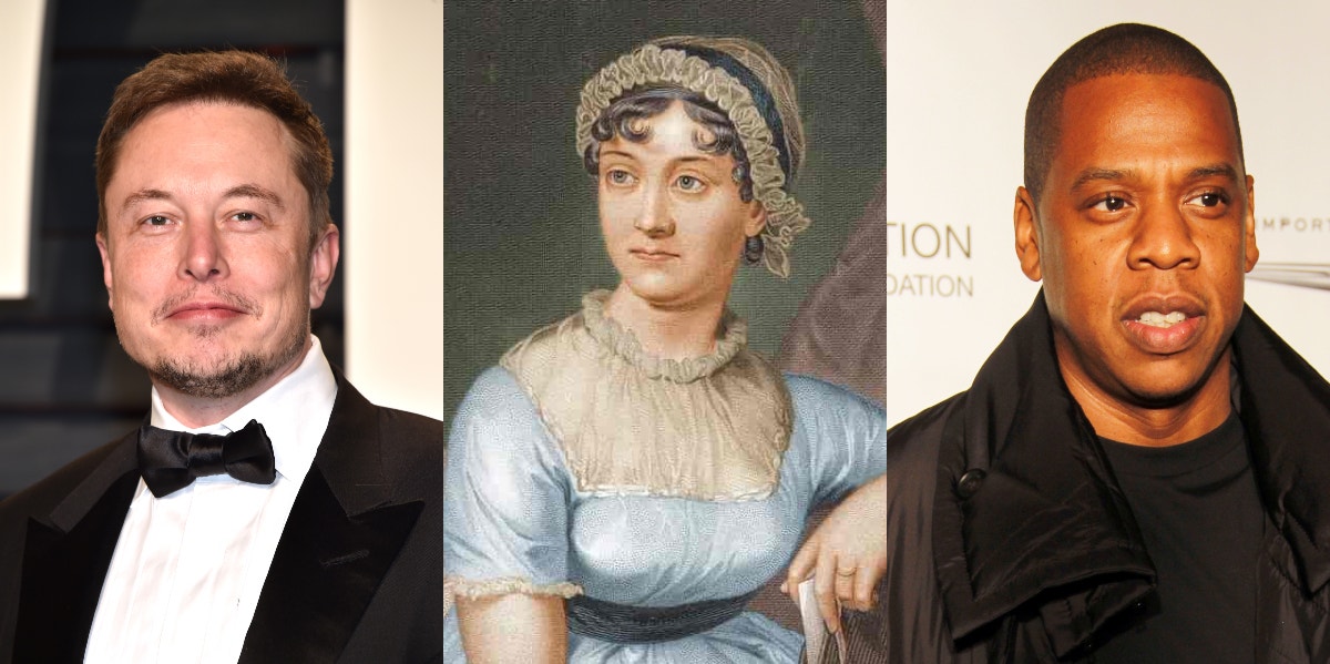 elon musk, jane austen, jay-z