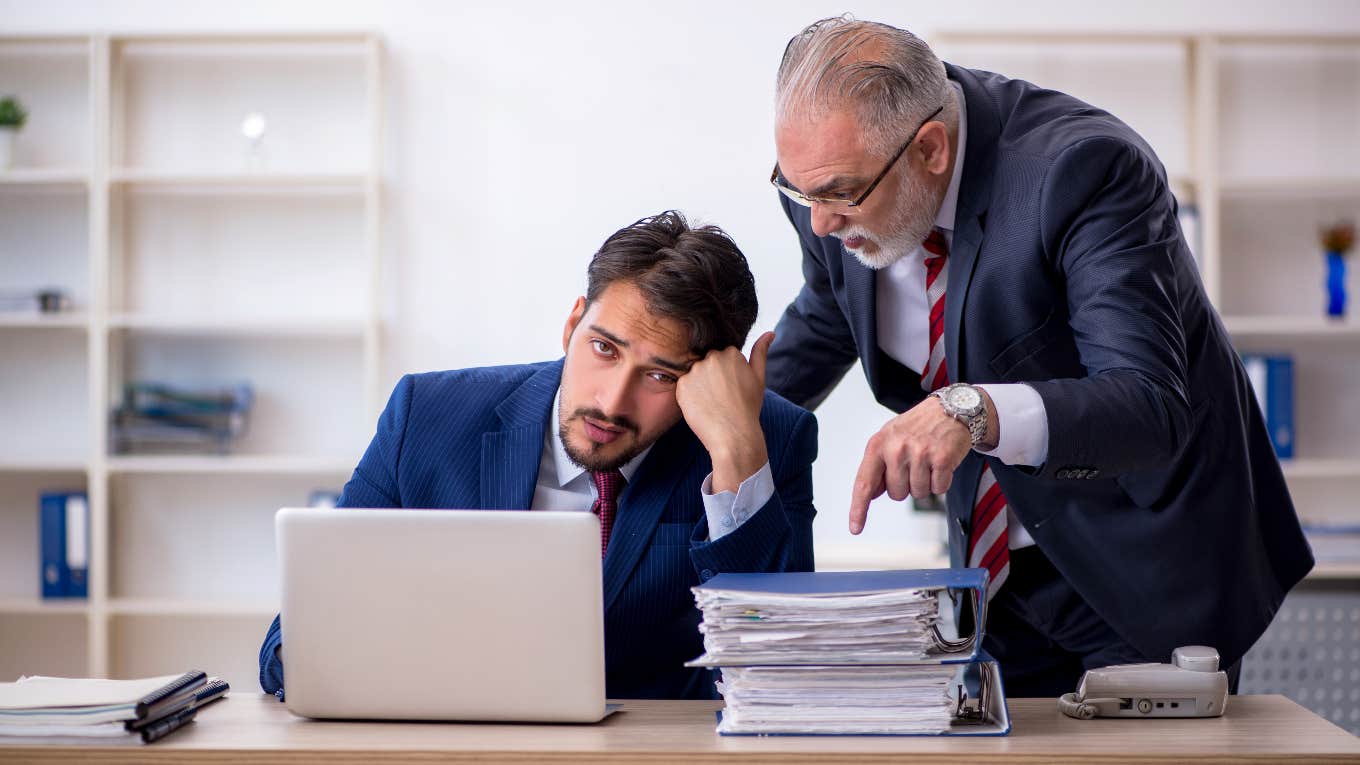 baby boomer boss yelling at gen z worker