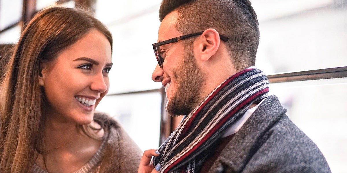 couple looking at each other smiling