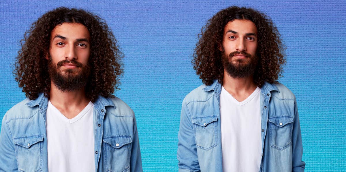 Is He Manipulating Me? 10 Signs Of A Manipulative Man man standing in front of blue background with manipulative look on his face