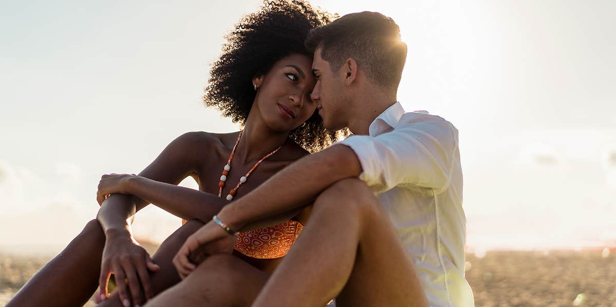 interracial couple on beach